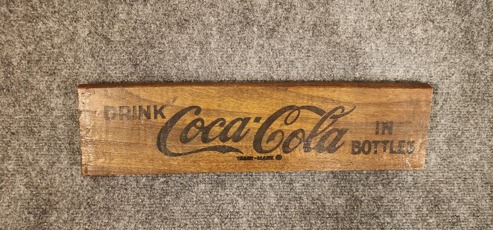 Vintage Rustic Coca Cola Wood Crate Board Sign Black Stencil 16x4